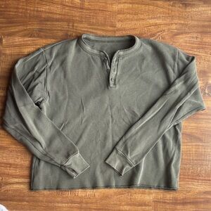 Brandy Melville Olive Long Sleeve Henley Top